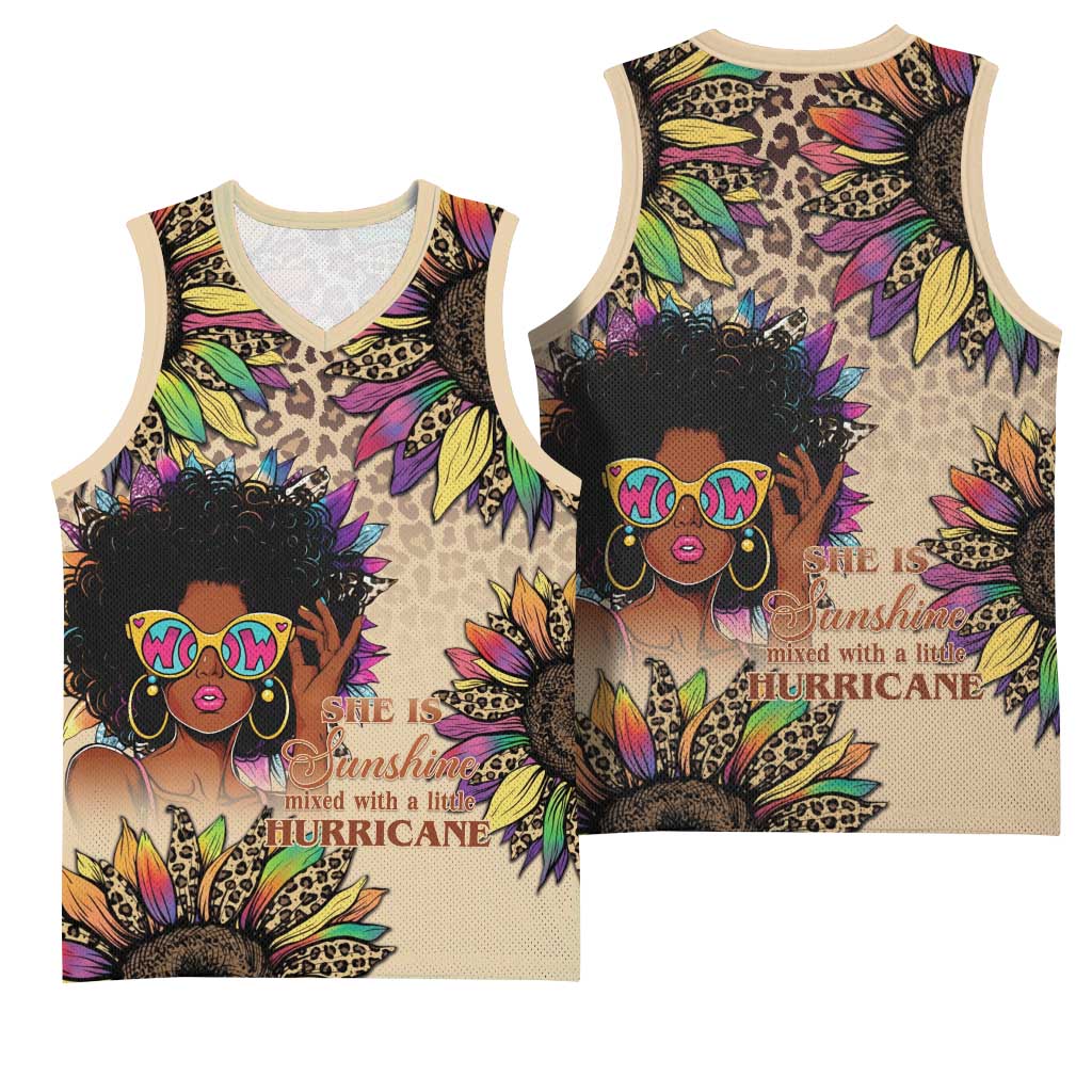 Black Her Story Sunshine Hurricane Basketball Jersey Empowered Black Woman - African Pride
