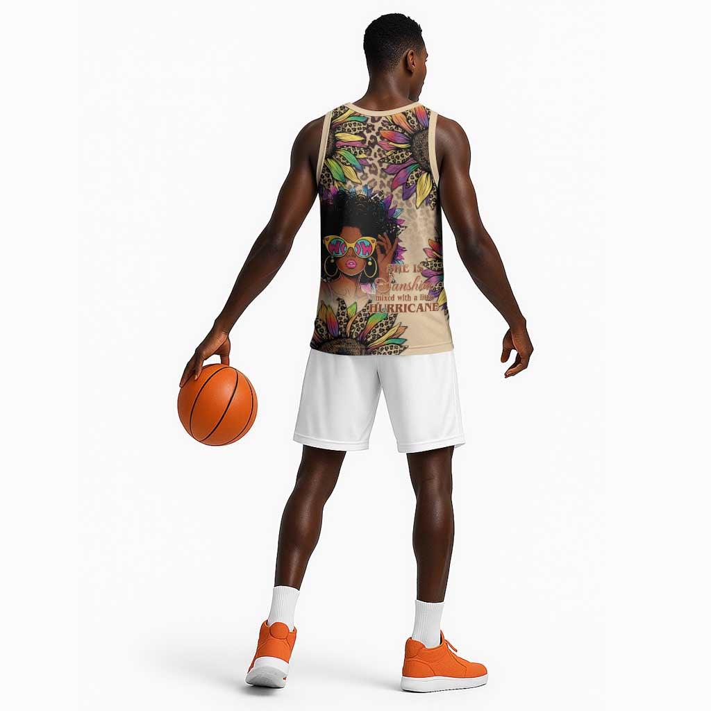 Black Her Story Sunshine Hurricane Basketball Jersey Empowered Black Woman - African Pride