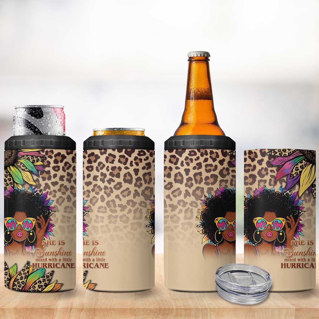 Black Her Story Sunshine Hurricane 4 in 1 Can Cooler Tumbler Empowered Black Woman - African Pride