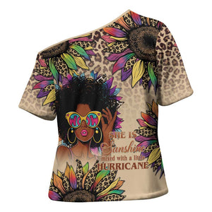 Black Her Story Sunshine Hurricane Cross Shoulder Shirt Empowered Black Woman - African Pride