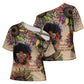 Black Her Story Sunshine Hurricane Cross Shoulder Shirt Empowered Black Woman - African Pride