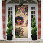 Black Her Story Sunshine Hurricane Door Cover Empowered Black Woman - African Pride