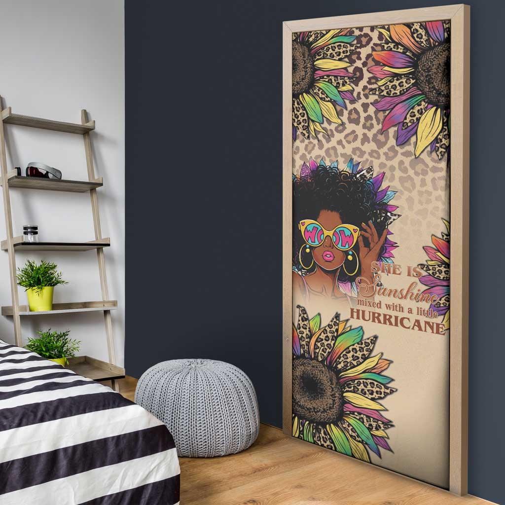Black Her Story Sunshine Hurricane Door Cover Empowered Black Woman - African Pride