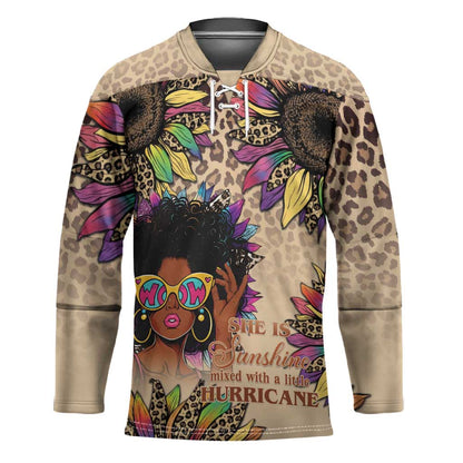 Black Her Story Sunshine Hurricane Hockey Jersey Empowered Black Woman - African Pride