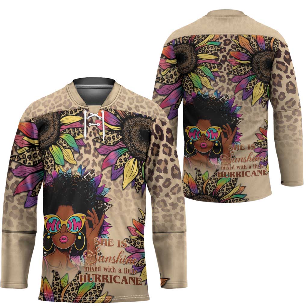 Black Her Story Sunshine Hurricane Hockey Jersey Empowered Black Woman - African Pride