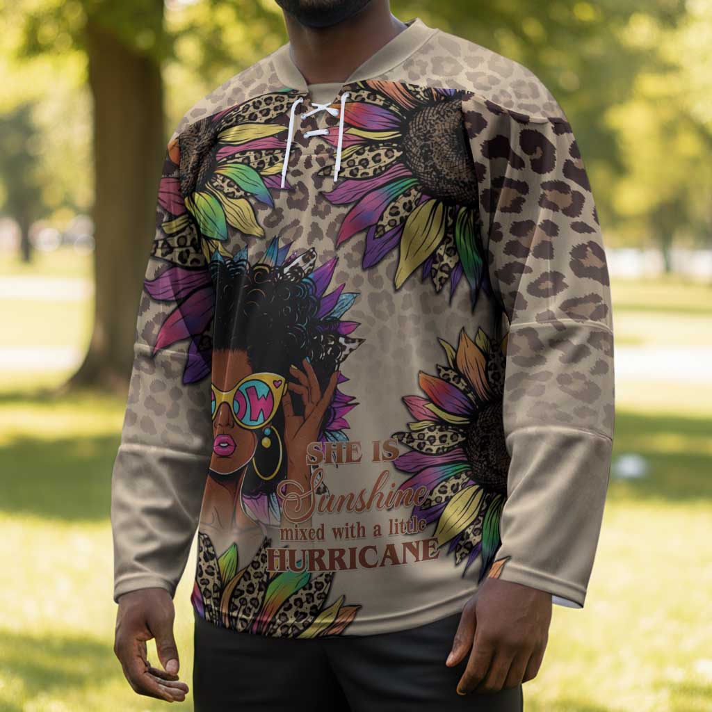 Black Her Story Sunshine Hurricane Hockey Jersey Empowered Black Woman - African Pride