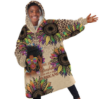Black Her Story Sunshine Hurricane Kid Wearable Blanket Hoodie Empowered Black Woman - African Pride