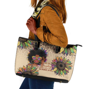 Black Her Story Sunshine Hurricane Leather Tote Bag Empowered Black Woman - African Pride