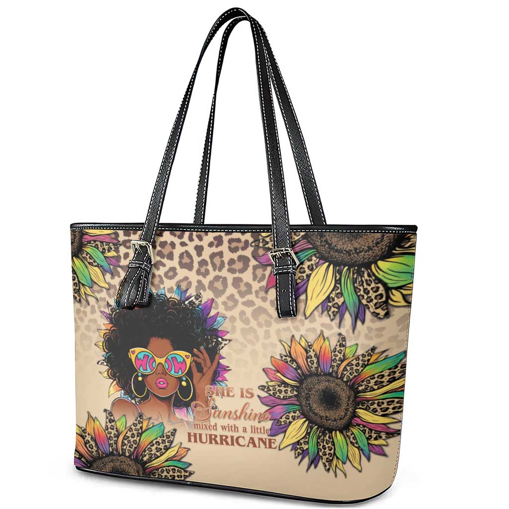 Black Her Story Sunshine Hurricane Leather Tote Bag Empowered Black Woman - African Pride