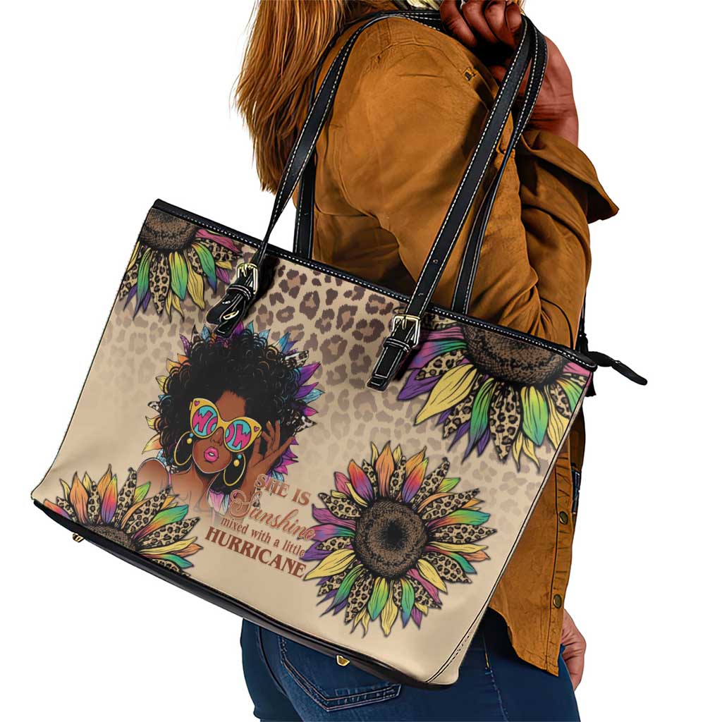 Black Her Story Sunshine Hurricane Leather Tote Bag Empowered Black Woman - African Pride