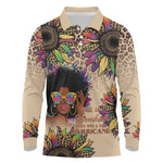 Black Her Story Sunshine Hurricane Long Sleeve Polo Shirt Empowered Black Woman - African Pride