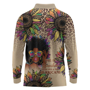 Black Her Story Sunshine Hurricane Long Sleeve Polo Shirt Empowered Black Woman - African Pride