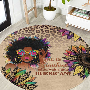 Black Her Story Sunshine Hurricane Round Carpet Empowered Black Woman - African Pride