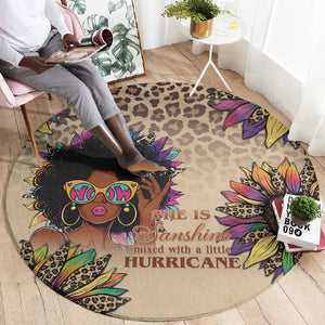 Black Her Story Sunshine Hurricane Round Carpet Empowered Black Woman - African Pride