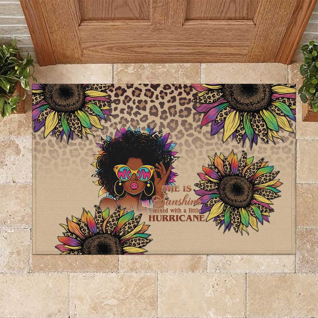 Black Her Story Sunshine Hurricane Rubber Doormat Empowered Black Woman - African Pride