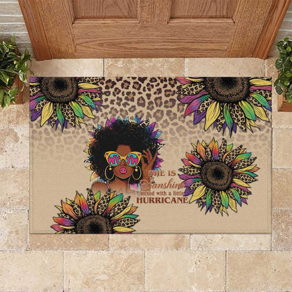 Black Her Story Sunshine Hurricane Rubber Doormat Empowered Black Woman - African Pride