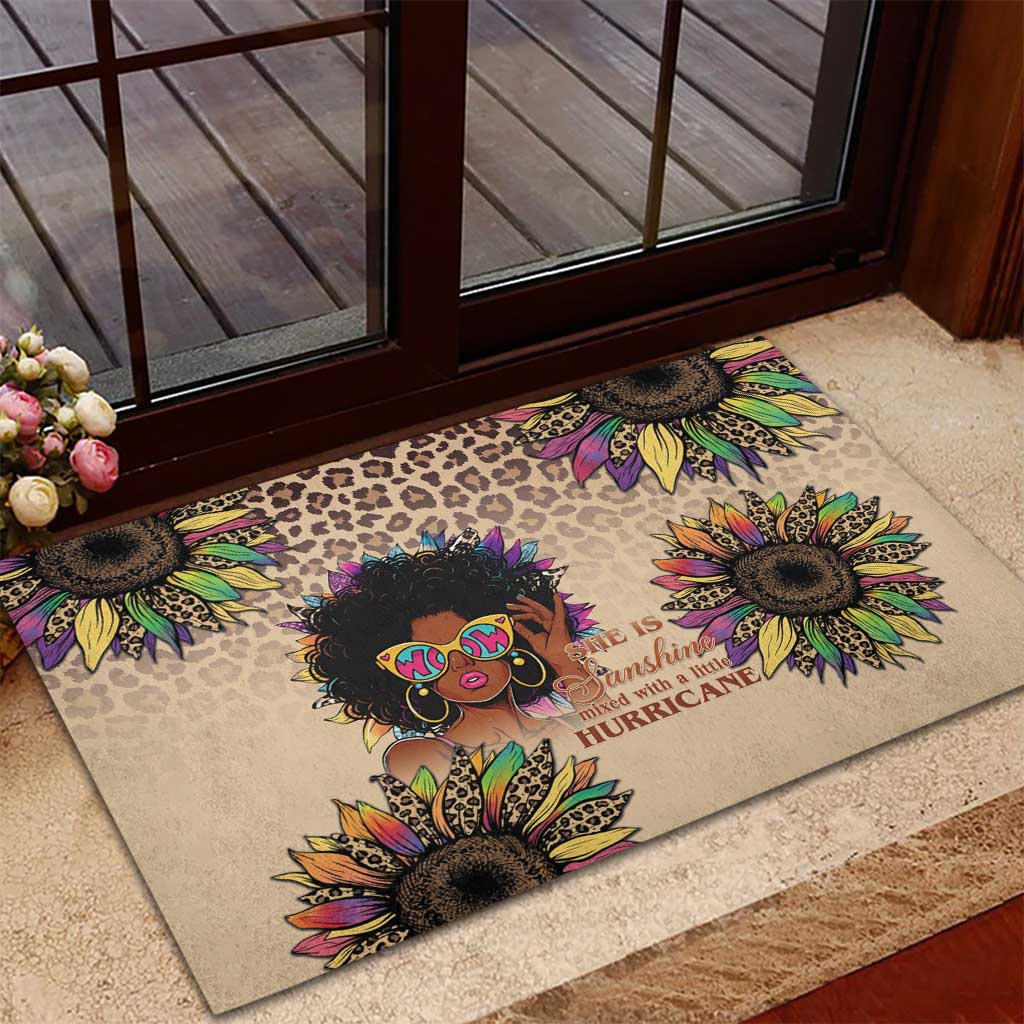 Black Her Story Sunshine Hurricane Rubber Doormat Empowered Black Woman - African Pride