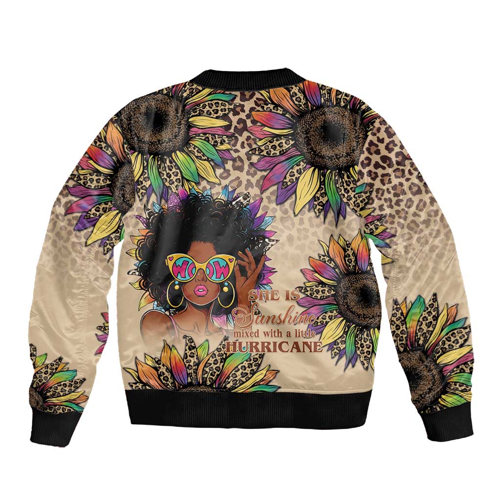 Black Her Story Sunshine Hurricane Sleeve Zip Bomber Jacket Empowered Black Woman - African Pride