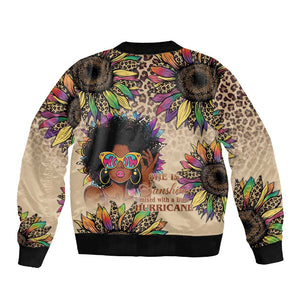 Black Her Story Sunshine Hurricane Sleeve Zip Bomber Jacket Empowered Black Woman - African Pride