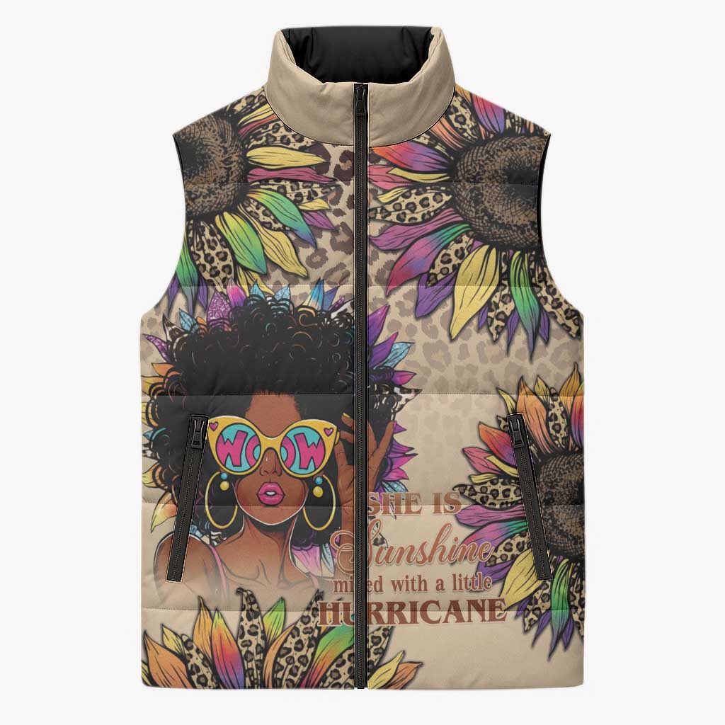 Black Her Story Sunshine Hurricane Sleeveless Puffer Jacket Empowered Black Woman - African Pride