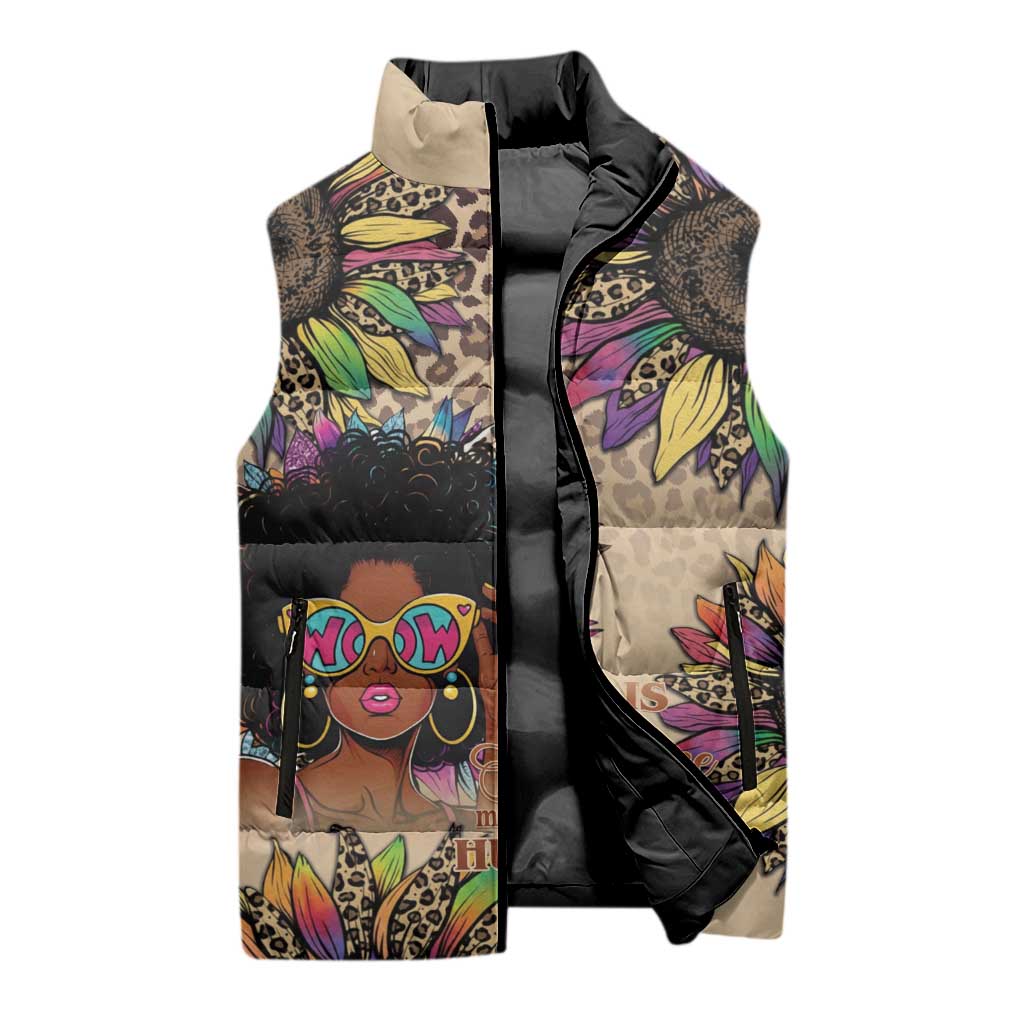 Black Her Story Sunshine Hurricane Sleeveless Puffer Jacket Empowered Black Woman - African Pride