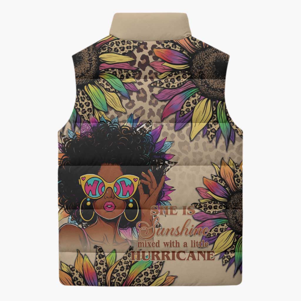 Black Her Story Sunshine Hurricane Sleeveless Puffer Jacket Empowered Black Woman - African Pride