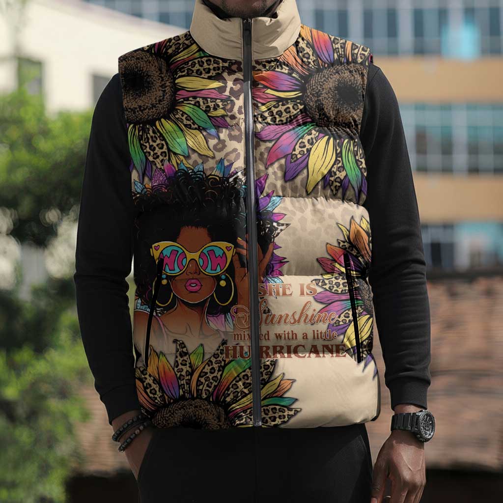 Black Her Story Sunshine Hurricane Sleeveless Puffer Jacket Empowered Black Woman - African Pride