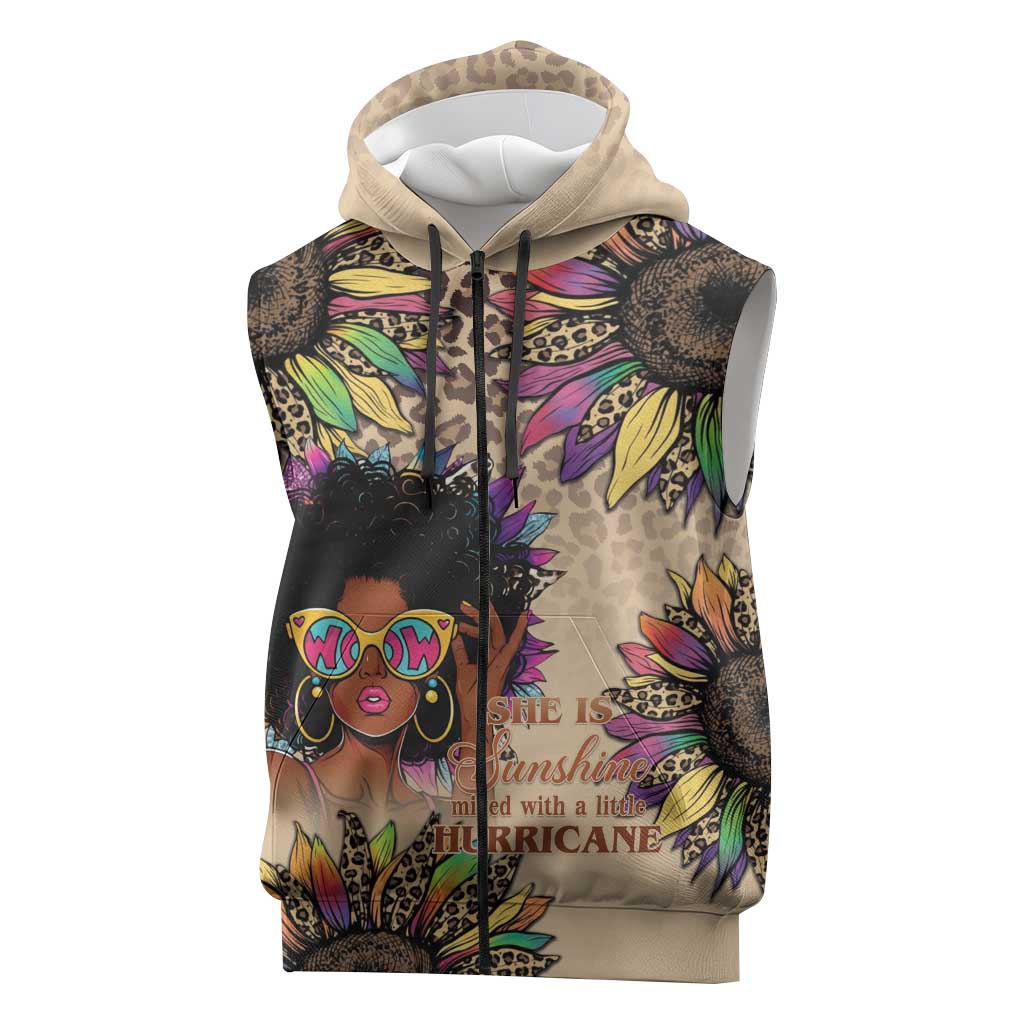 Black Her Story Sunshine Hurricane Sleeveless Zip Hoodie Empowered Black Woman - African Pride