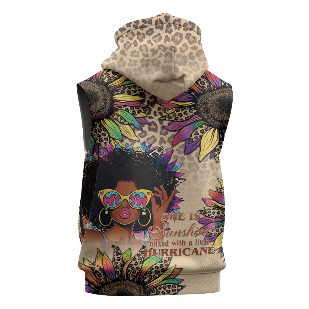 Black Her Story Sunshine Hurricane Sleeveless Zip Hoodie Empowered Black Woman - African Pride