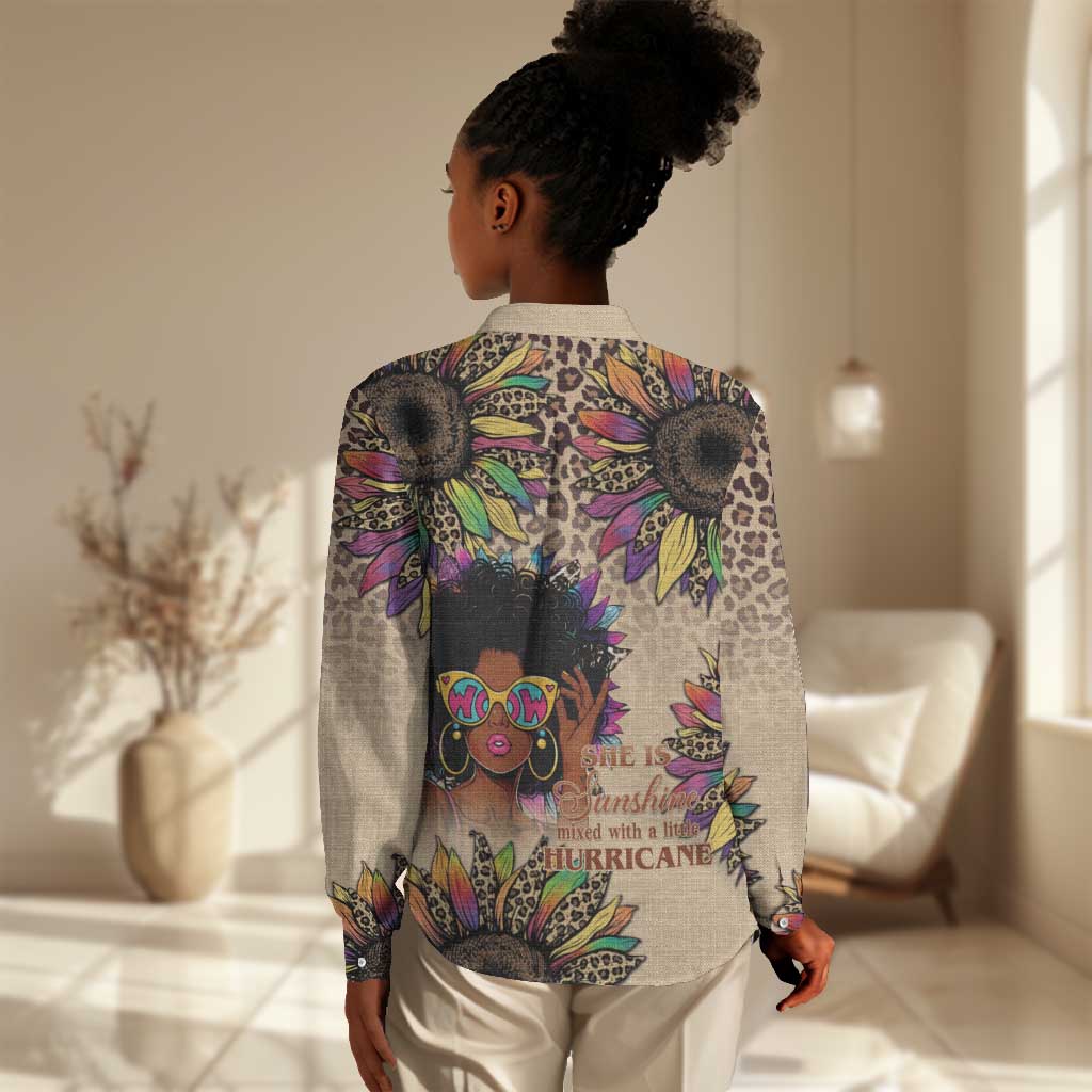 Black Her Story Sunshine Hurricane Women Casual Shirt Empowered Black Woman - African Pride