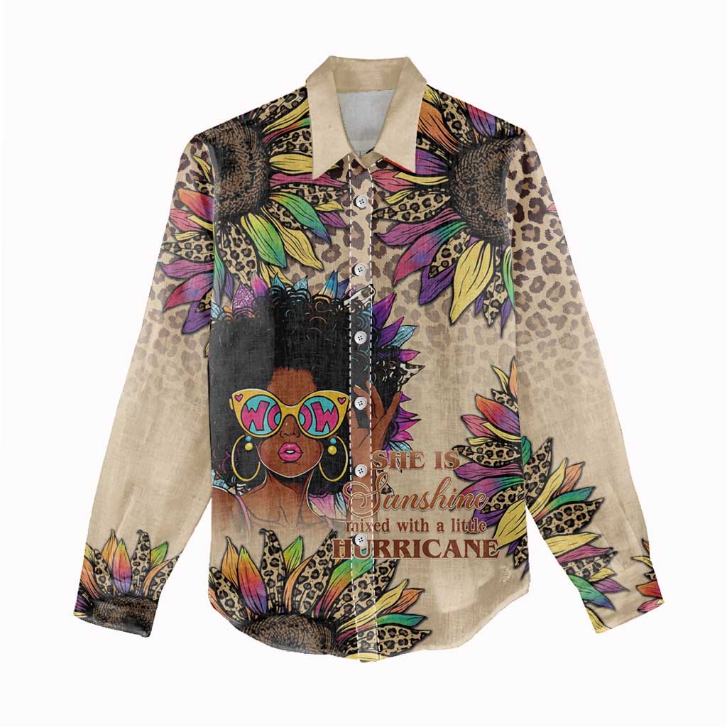 Black Her Story Sunshine Hurricane Women Casual Shirt Empowered Black Woman - African Pride