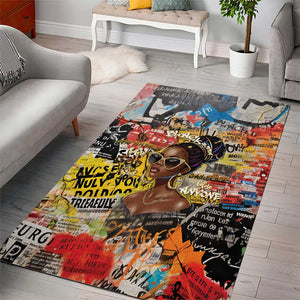 Black Her Story Graffiti Queen Area Rug Black Woman Empowerment - African Pride