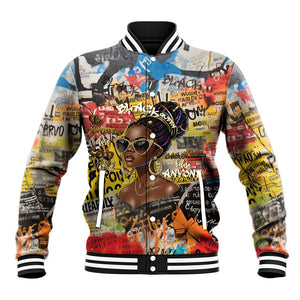 Black Her Story Graffiti Queen Baseball Jacket Black Woman Empowerment - African Pride
