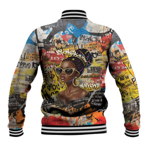 Black Her Story Graffiti Queen Baseball Jacket Black Woman Empowerment - African Pride