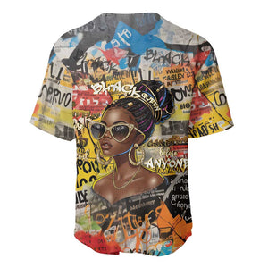 Black Her Story Graffiti Queen Baseball Jersey Black Woman Empowerment - African Pride