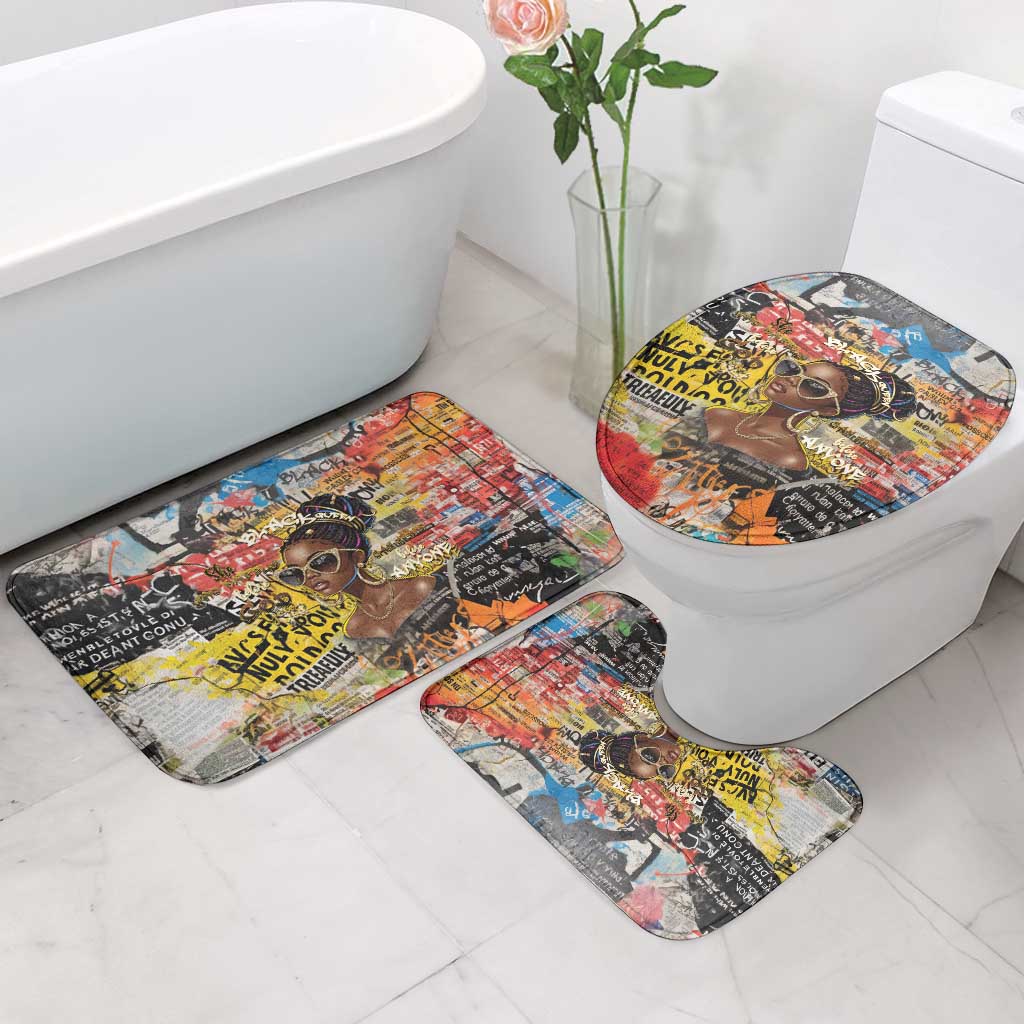 Black Her Story Graffiti Queen Bathroom Set Black Woman Empowerment - African Pride