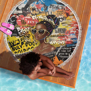 Black Her Story Graffiti Queen Beach Blanket Black Woman Empowerment - African Pride