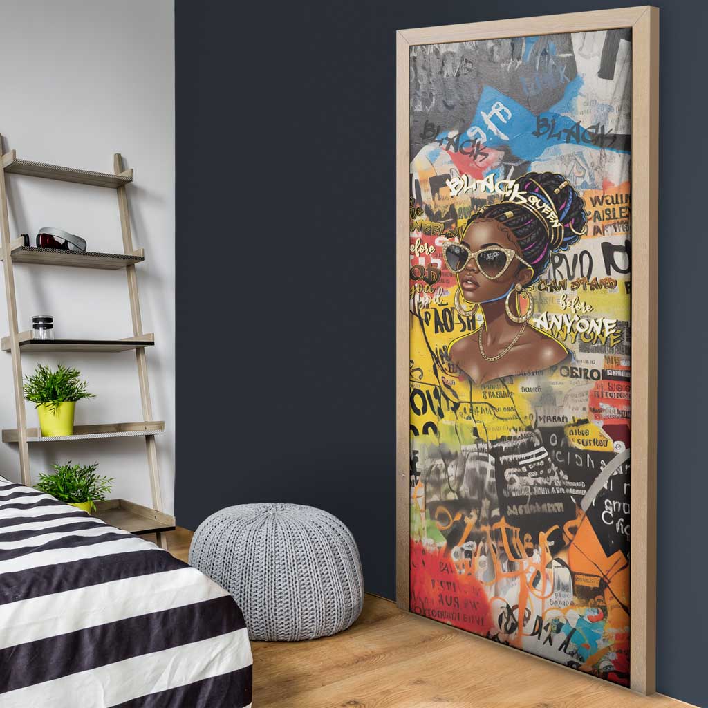 Black Her Story Graffiti Queen Door Cover Black Woman Empowerment - African Pride