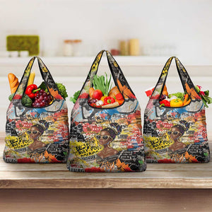 Black Her Story Graffiti Queen Grocery Bag Black Woman Empowerment - African Pride