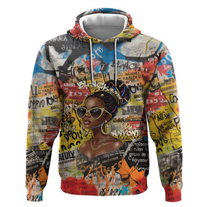 Black Her Story Graffiti Queen Hoodie Black Woman Empowerment - African Pride
