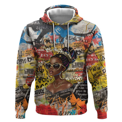 Black Her Story Graffiti Queen Hoodie Black Woman Empowerment - African Pride