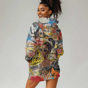 Black Her Story Graffiti Queen Hoodie Dress Black Woman Empowerment - African Pride