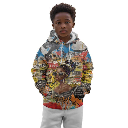 Black Her Story Graffiti Queen Kid Hoodie Black Woman Empowerment - African Pride