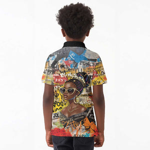 Black Her Story Graffiti Queen Kid Polo Shirt Black Woman Empowerment - African Pride