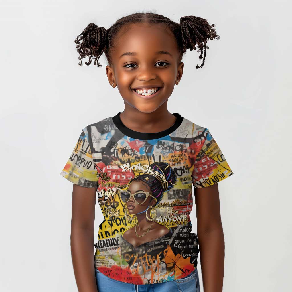 Black Her Story Graffiti Queen Kid T shirt Black Woman Empowerment - African Pride