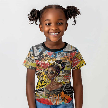 Black Her Story Graffiti Queen Kid T shirt Black Woman Empowerment - African Pride