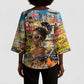 Black Her Story Graffiti Queen Kimono Sleeve Blouse Black Woman Empowerment - African Pride