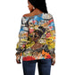 Black Her Story Graffiti Queen Off Shoulder Sweater Black Woman Empowerment - African Pride