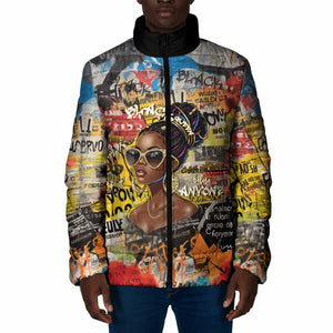 Black Her Story Graffiti Queen Padded Jacket Black Woman Empowerment - African Pride