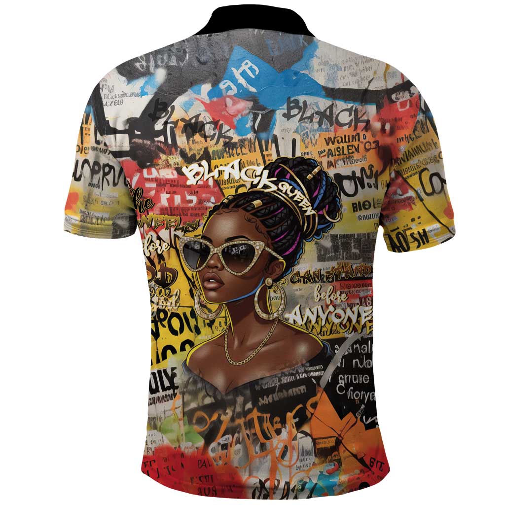 Black Her Story Graffiti Queen Polo Shirt Black Woman Empowerment - African Pride